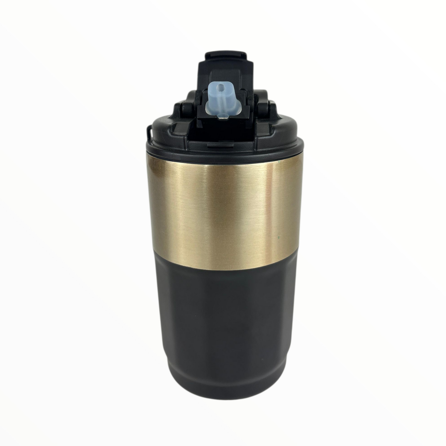 Premium Travel Coffee Tumbler with Handle Strap – Double Wall Leak-Proof Thermal Cup (black & Gold)