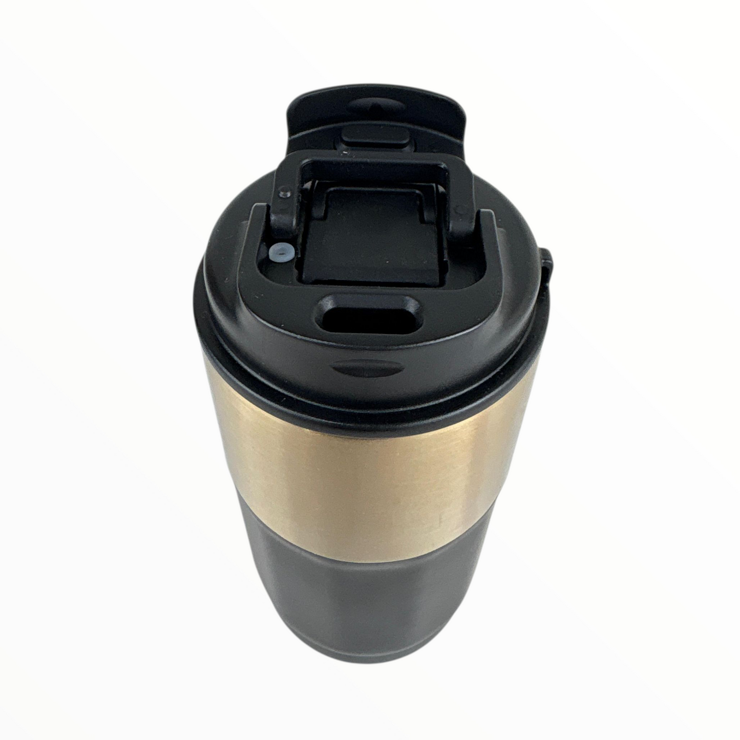 Premium Travel Coffee Tumbler with Handle Strap – Double Wall Leak-Proof Thermal Cup (black & Gold)