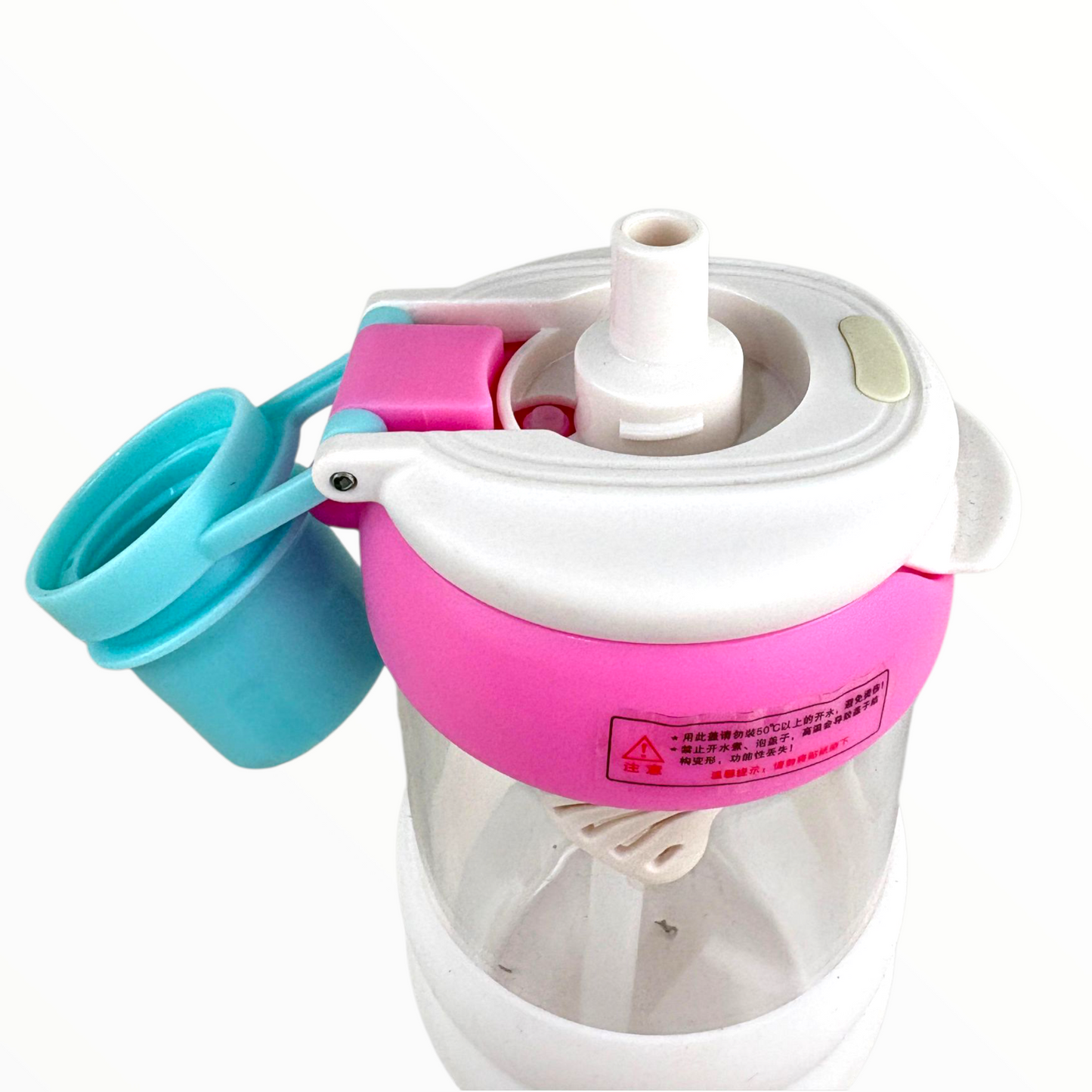 Collapsible Kids Water Bottle – Foldable Silicone Bottle with Straw & Cup (Pink/White/Blue
