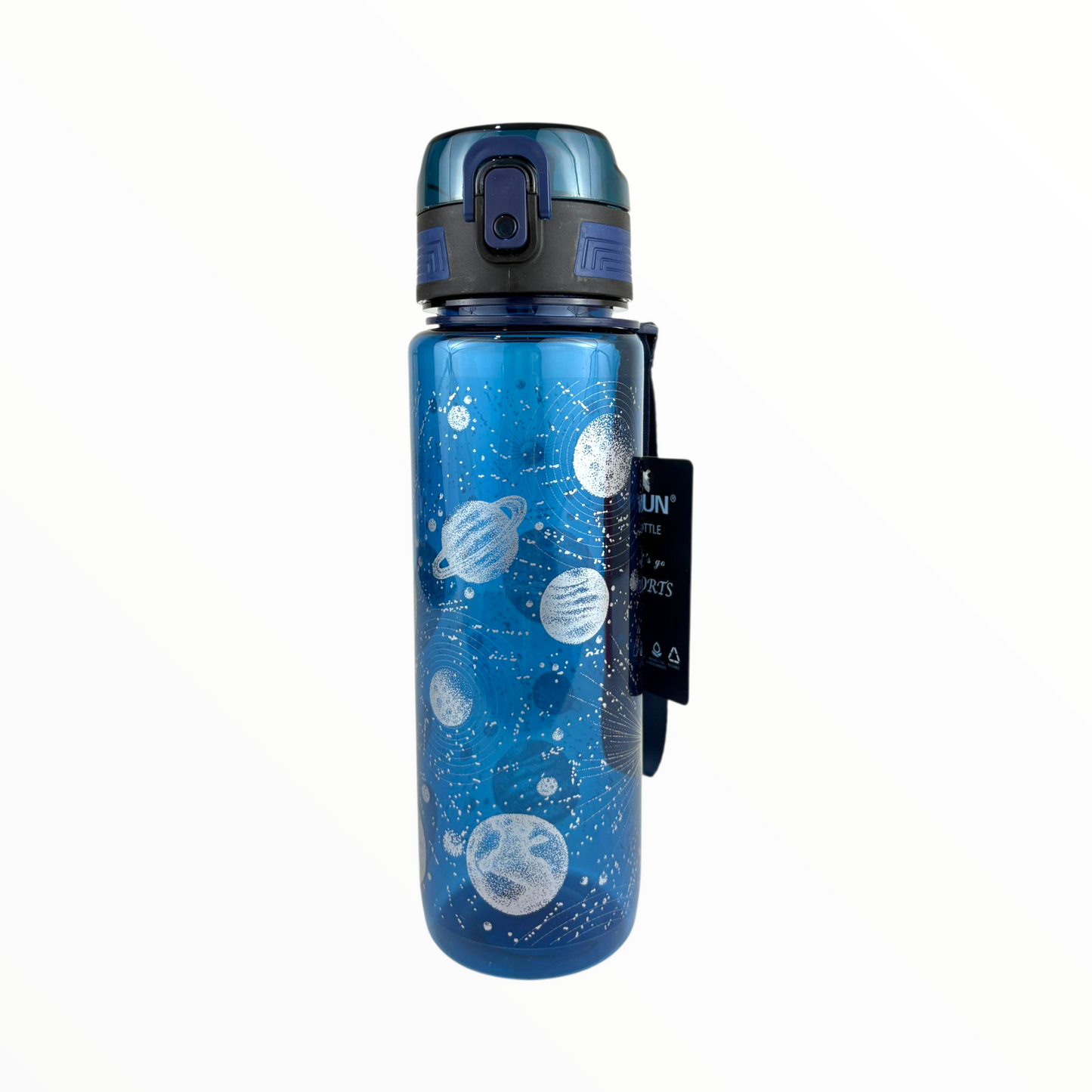 Eyun Galaxy Water Bottle – Space-Themed BPA-Free Sports Bottle with Lock Lid, 900ml (Blue)