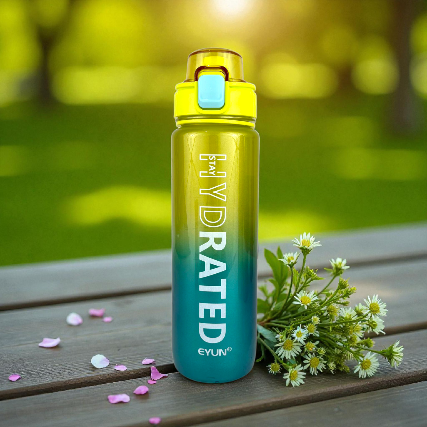 EYUN Stay Hydrated Gradient Water Bottle – Leak-Proof Sports Bottle with Lock, BPA-Free, 900ml