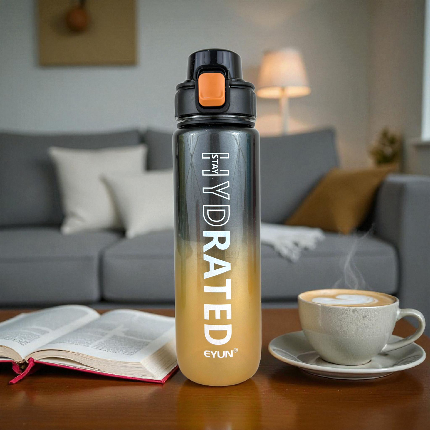 EYUN Stay Hydrated Gradient Water Bottle – Leak-Proof Sports Bottle with Lock, BPA-Free, 900ml