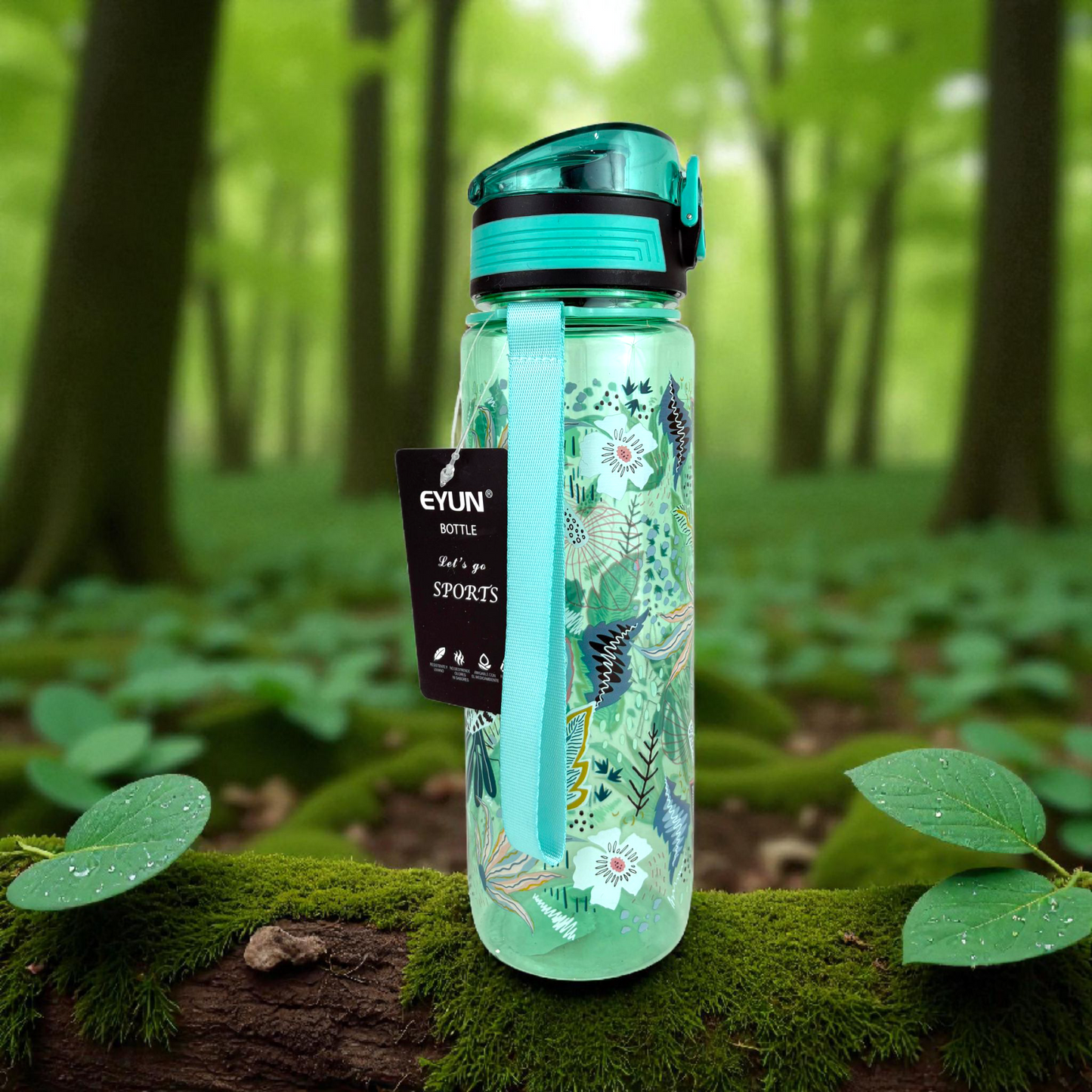EYUN Galaxy Water Bottle – Space-Themed BPA-Free Sports Bottle with Lock Lid, 900ml green