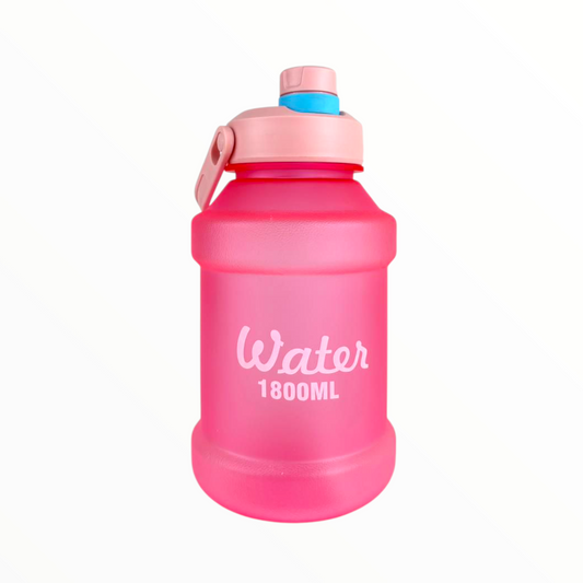 Large 1.8L Pink Water Jug – Leak-Proof Sports Bottle with Flip Top & Handle (1800ML)