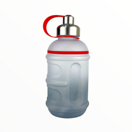 Portable 1L Frosted Water Bottle with Stainless Steel Lid & Red Handle – Leak-Proof Sports Bottle