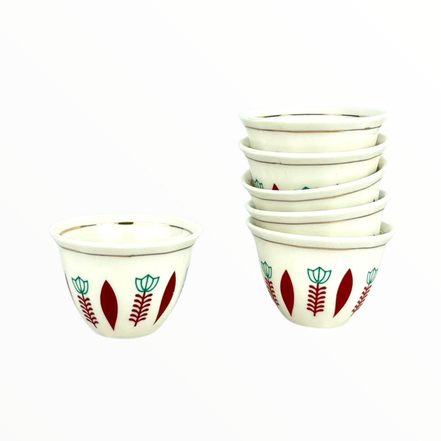 Hand-Painted Ceramic Flower Pot – Vintage White Planter with Red & Green