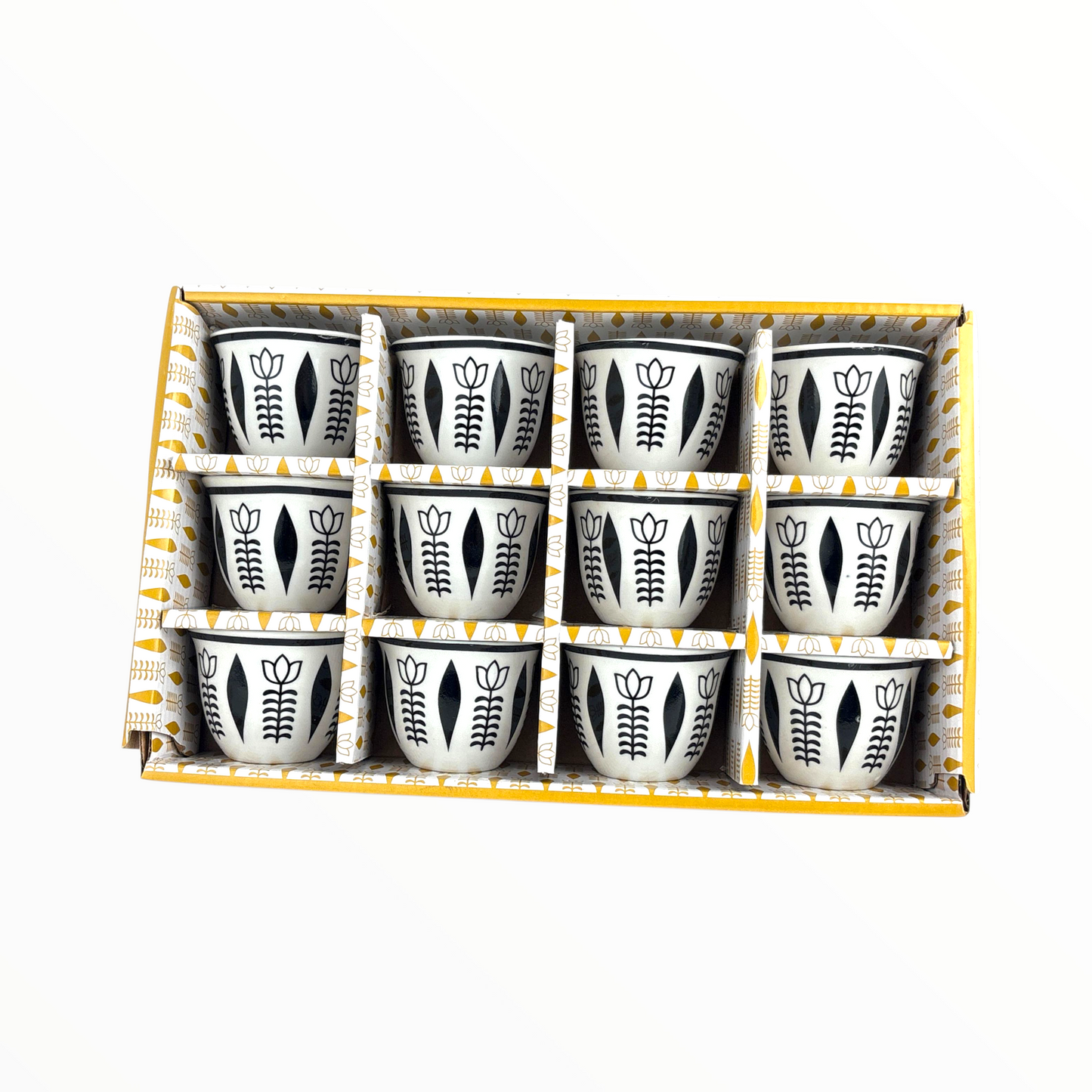 Hand-Painted Ceramic Flower Pot – Vintage White Planter with black & white Floral Design