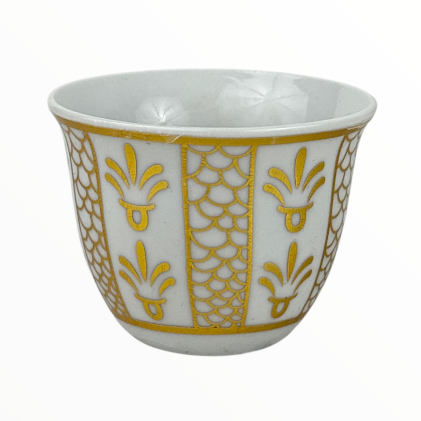 12-Piece Arabic Coffee Cups Set – Premium Gold Pattern Finjan (Ceramic)
