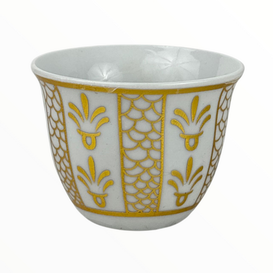 12-Piece Arabic Coffee Cups Set – Premium Gold Pattern Finjan (Ceramic)