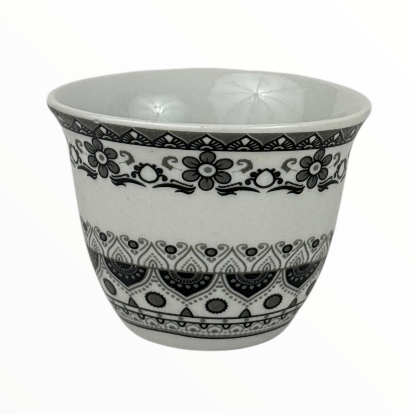 12-Piece Arabic Coffee Cups Set – black Traditional Pattern Finjan (Premium Ceramic)