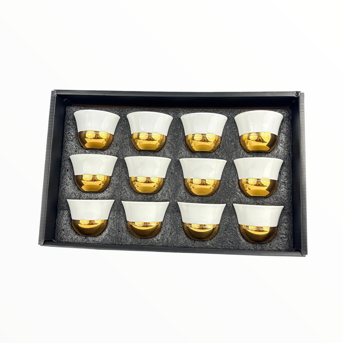 White & Gold Arabic Coffee Cup – Premium Ceramic Finjan