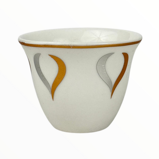12-Piece White Arabic Coffee Cups – Classic Multi-Color Leaf Finjan Set (Ceramic)