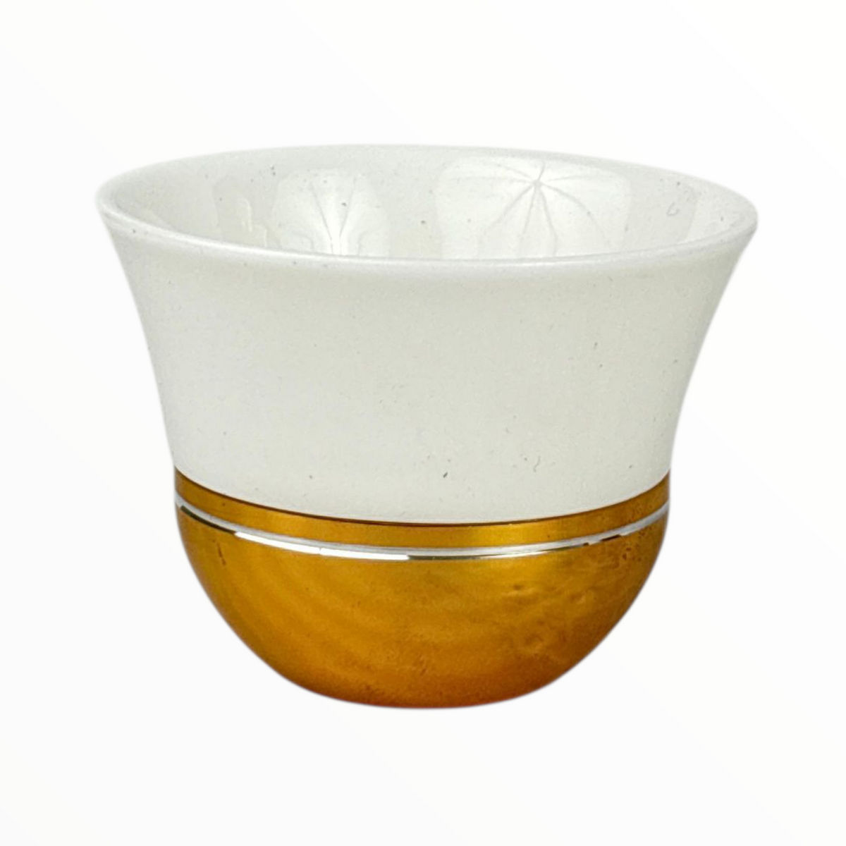 White & Gold Arabic Coffee Cup – Premium Ceramic Finjan