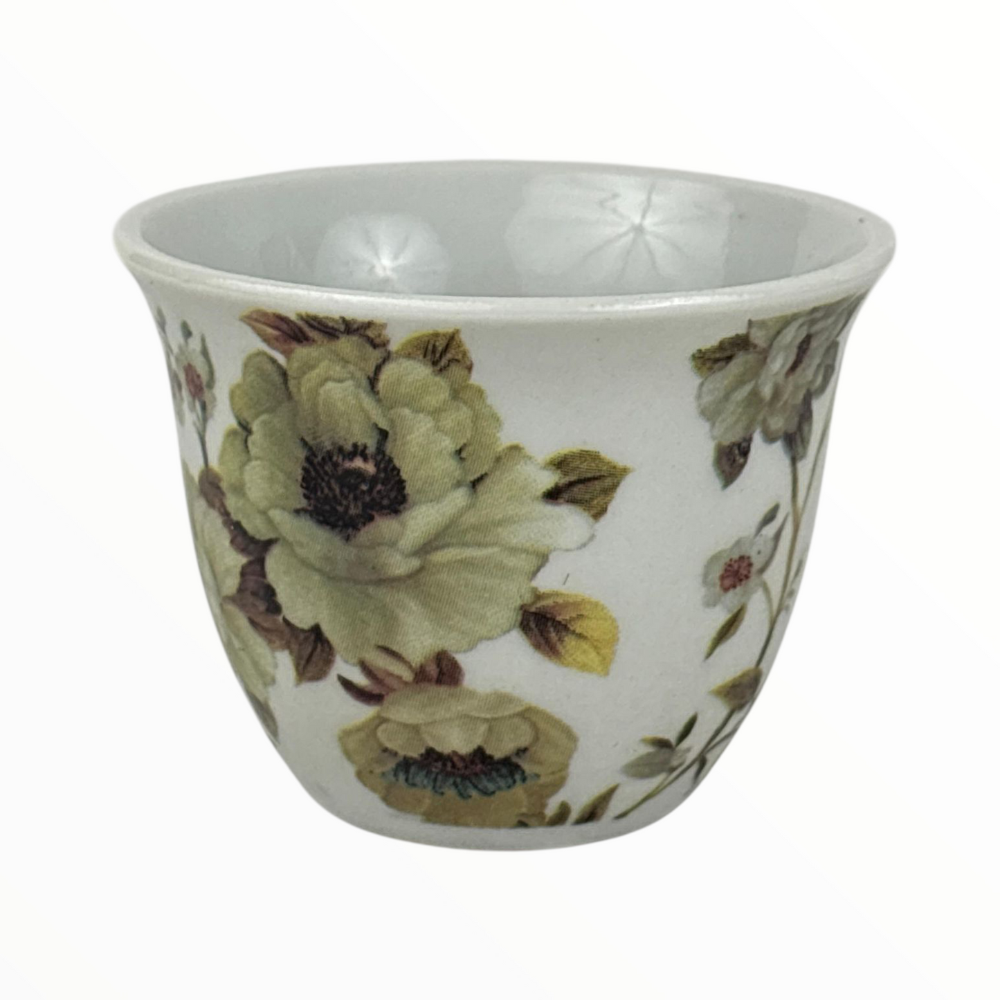 12-Piece Floral Arabic Coffee Cups – Vintage Flower Design Finjan Set (Ceramic)