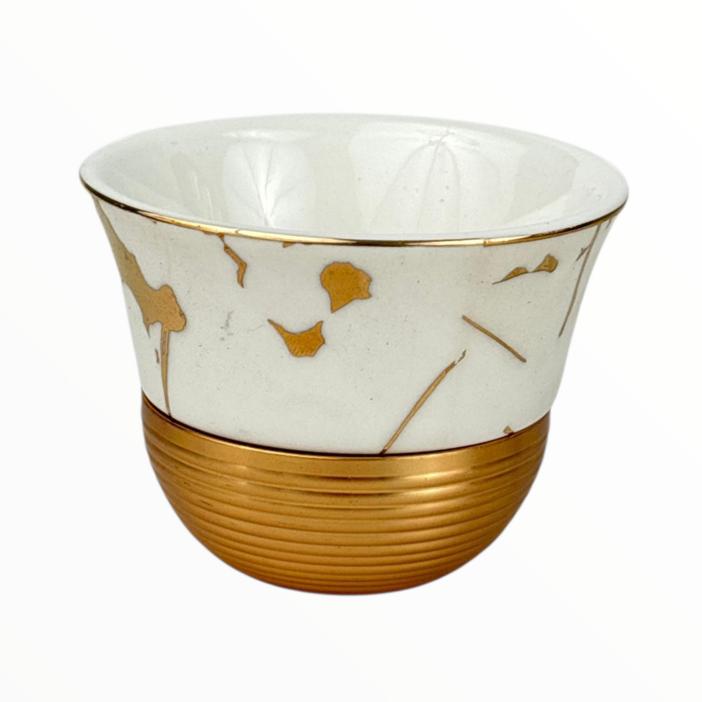 12-Piece Luxury Arabic Coffee Cups – White & Gold Marble Finjan Set (Premium Ceramic)