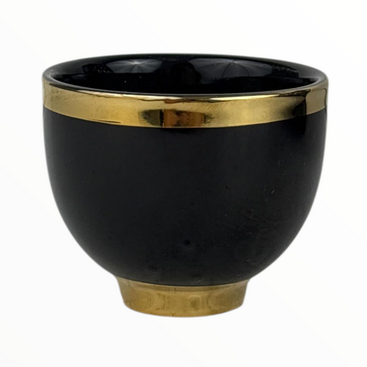12-Piece Premium Black & Gold Arabic Coffee Cups – Luxury Glossy Finjan Set