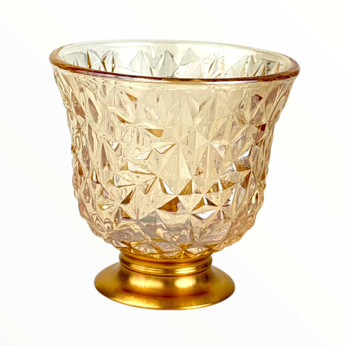12-Piece Crystal brown Arabic Coffee Cups – Diamond Cut Finjan Set with Gold Base