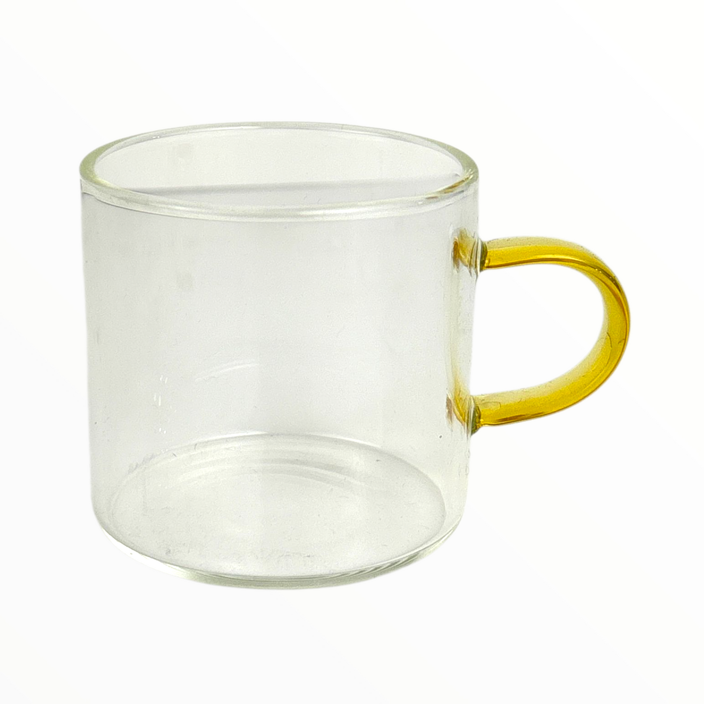 6-Piece Clear Glass Coffee Cup Set with Colored Handles – Heat-Resistant Modern Tea & Espresso Cups 100ml