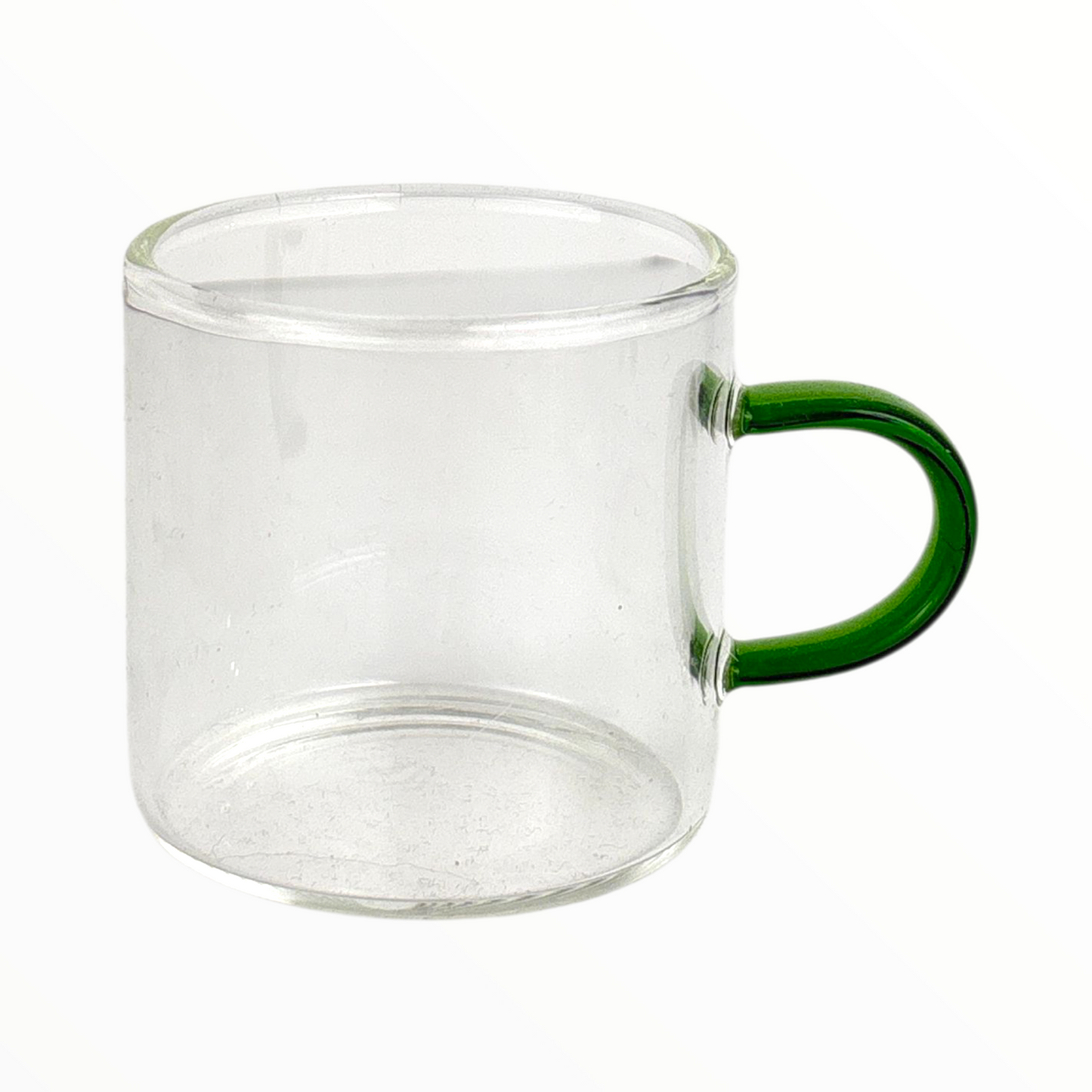 6-Piece Clear Glass Coffee Cup Set with Colored Handles – Heat-Resistant Modern Tea & Espresso Cups 100ml