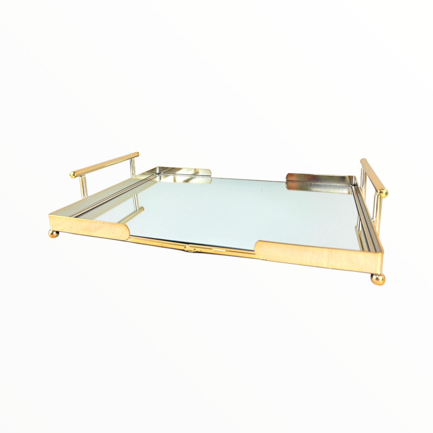 Luxury Gold Mirrored Serving Tray with Handles – Decorative Vanity Tray for Coffee Table & Home Décor