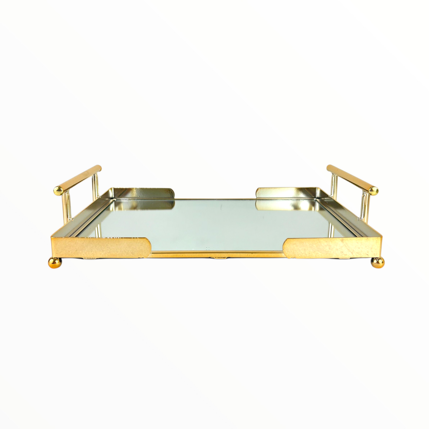 Luxury Gold Mirrored Serving Tray with Handles – Decorative Vanity Tray for Coffee Table & Home Décor