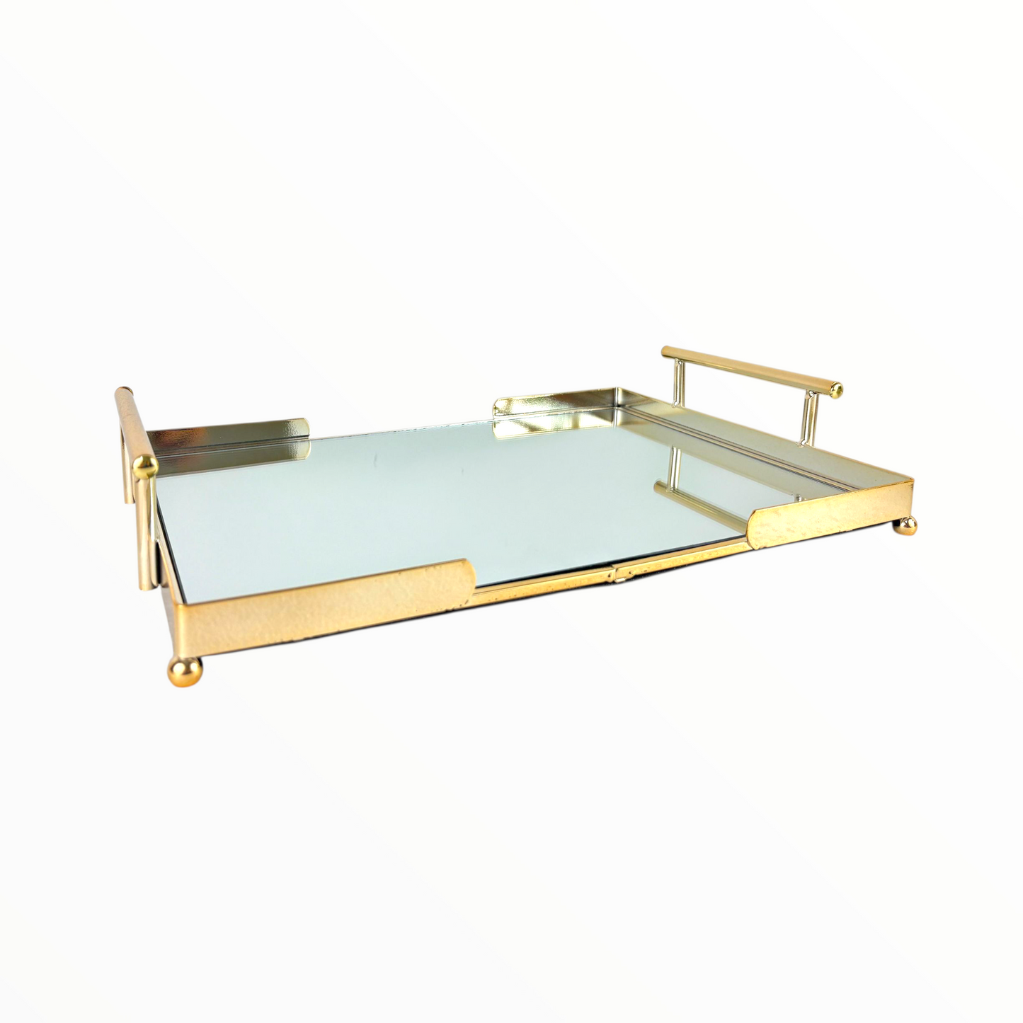 Luxury Gold Mirrored Serving Tray with Handles – Decorative Vanity Tray for Coffee Table & Home Décor