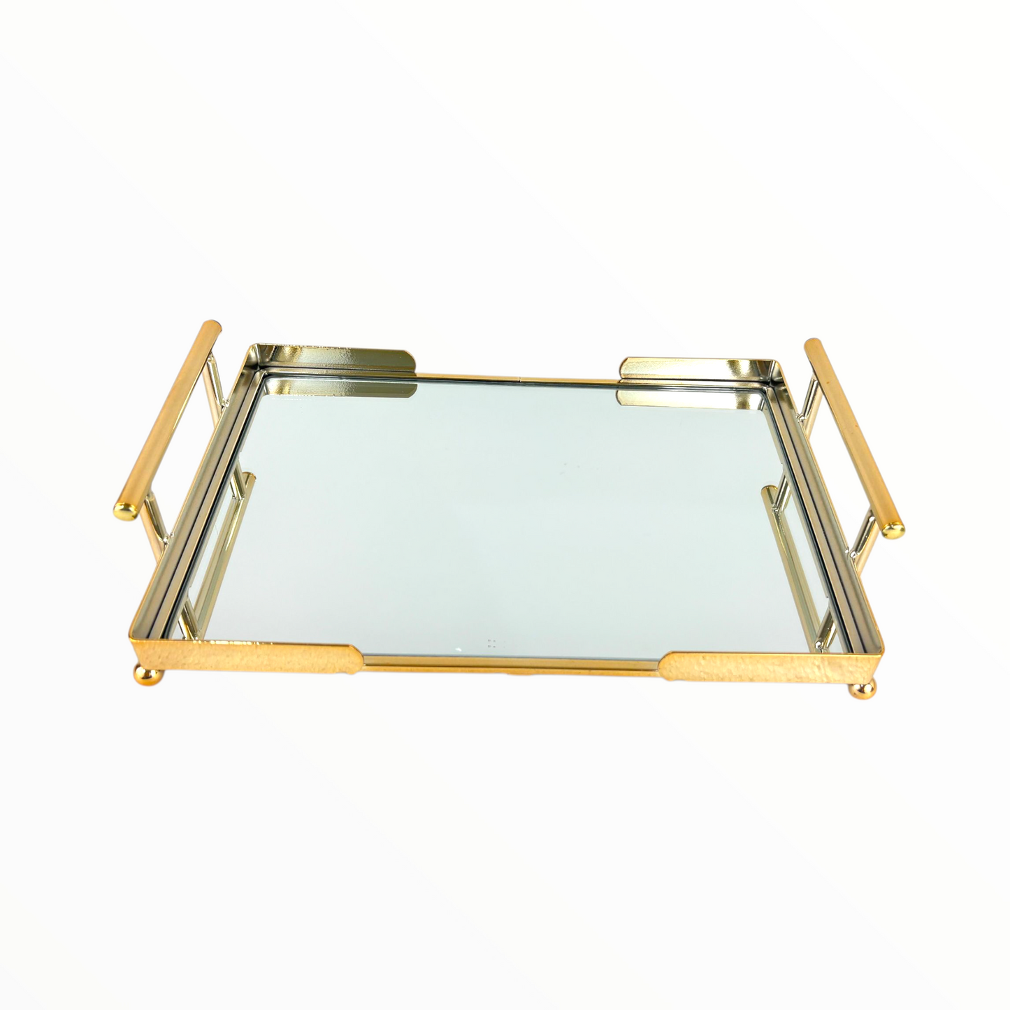 Luxury Gold Mirrored Serving Tray with Handles – Decorative Vanity Tray for Coffee Table & Home Décor