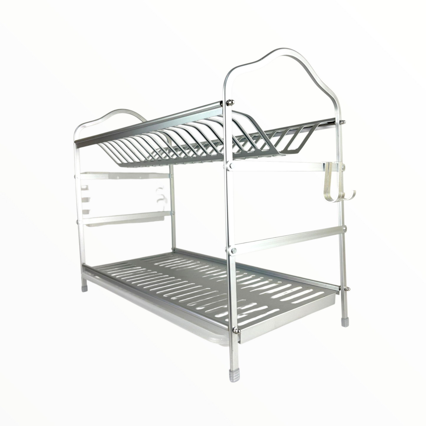 2-Tier Stainless Steel Dish Drying Rack with Utensil Holder & Drip Tray – Large Capacity Kitchen Organizer