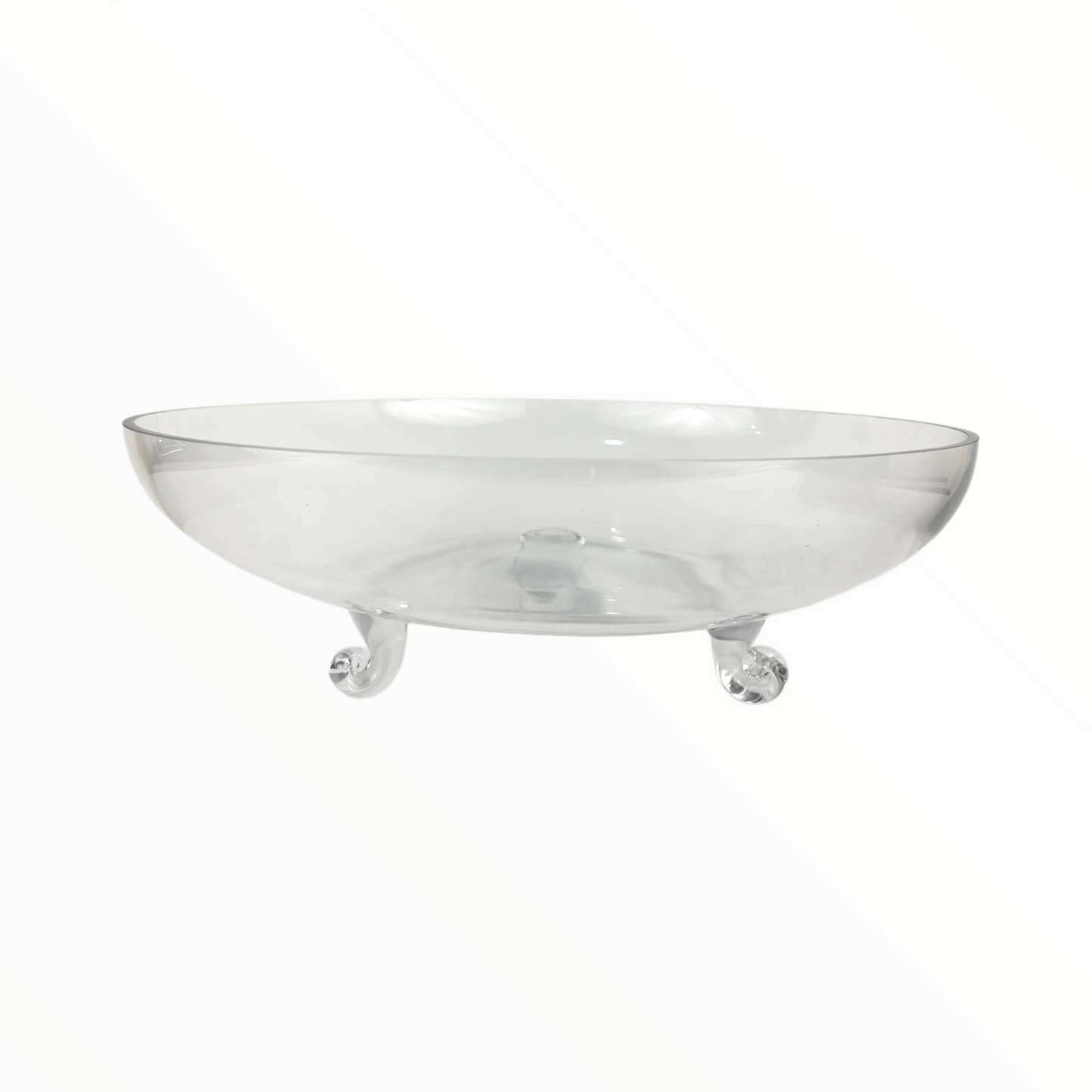 Clear Glass Serving Stand with Raised Feet – Elegant Round Display Tray for Desserts, Fruits & Decor