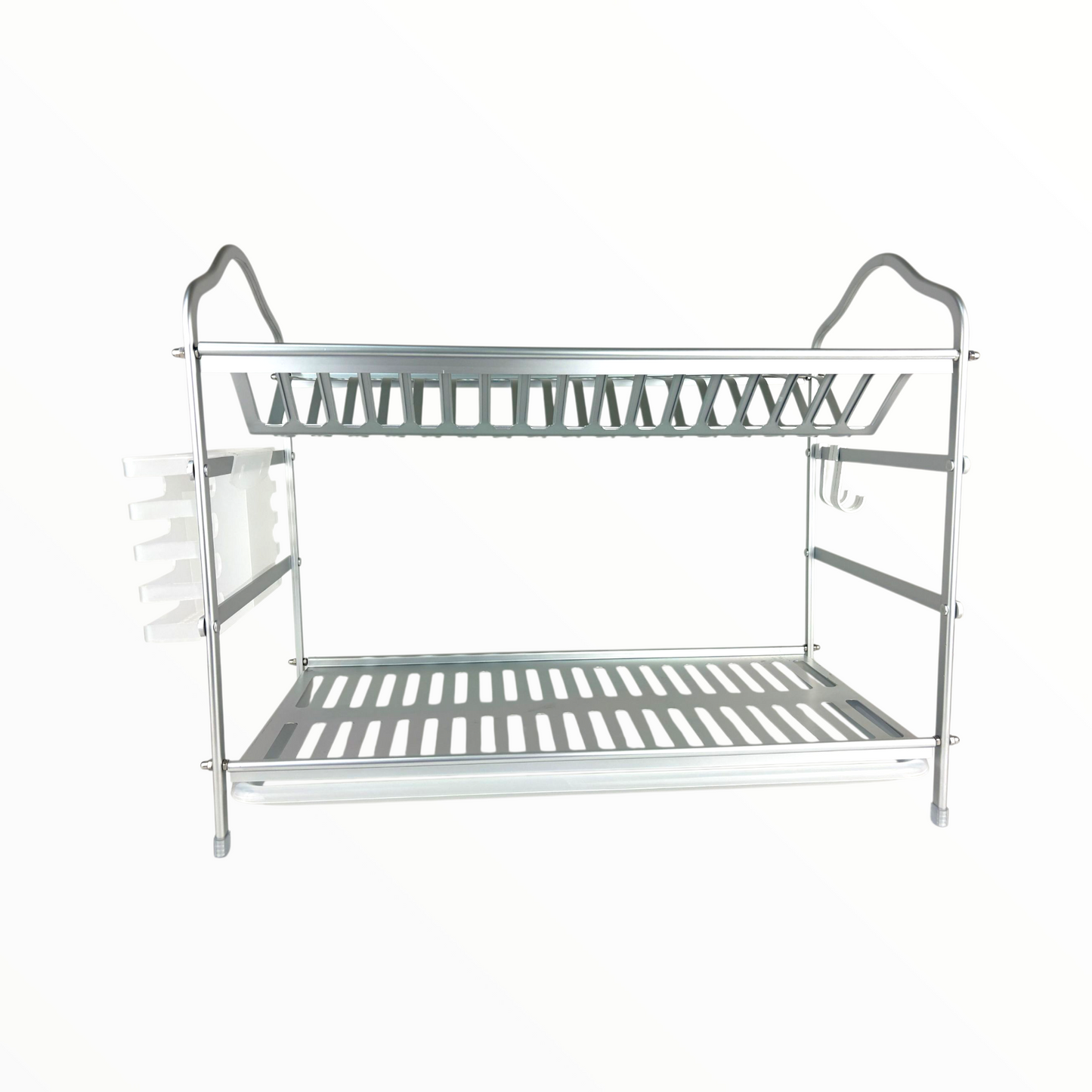 2-Tier Stainless Steel Dish Drying Rack with Utensil Holder & Drip Tray – Large Capacity Kitchen Organizer