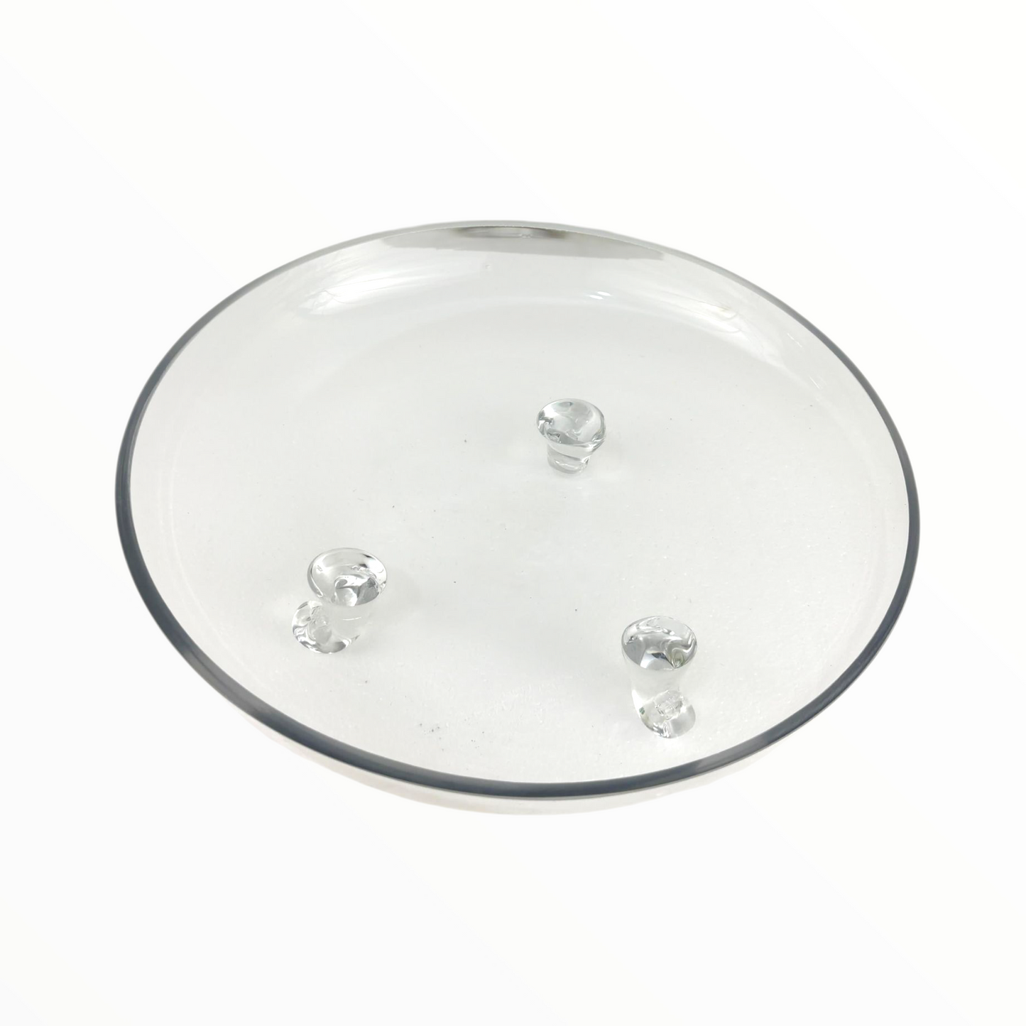 Clear Glass Serving Stand with Raised Feet – Elegant Round Display Tray for Desserts, Fruits & Decor