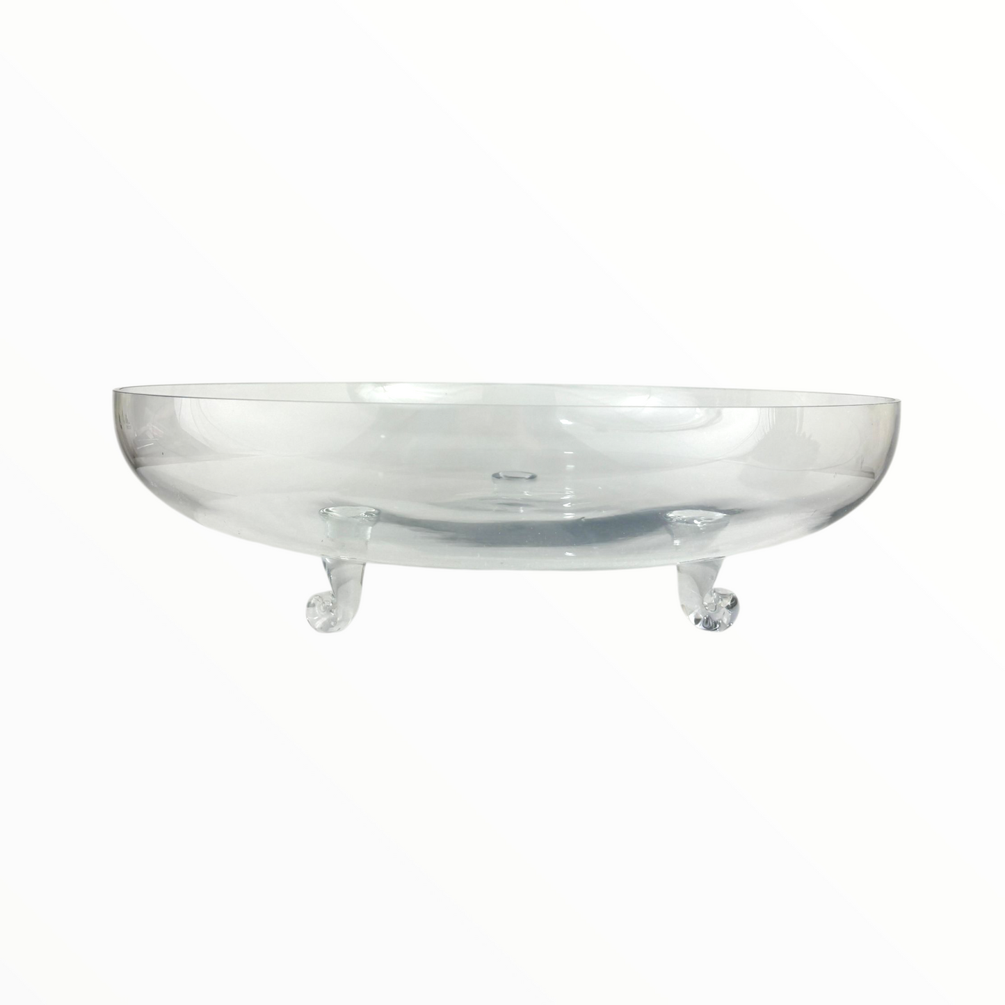 Clear Glass Serving Stand with Raised Feet – Elegant Round Display Tray for Desserts, Fruits & Decor
