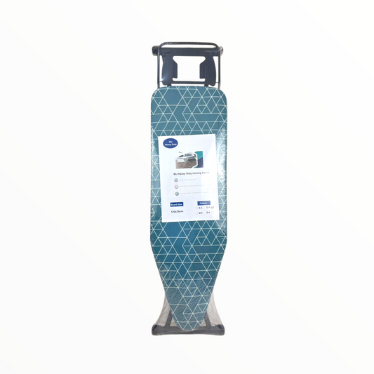 Heavy-Duty Foldable Ironing Board with Adjustable Height – Heat-Resistant Cover, Modern Geometric Design (Blue)