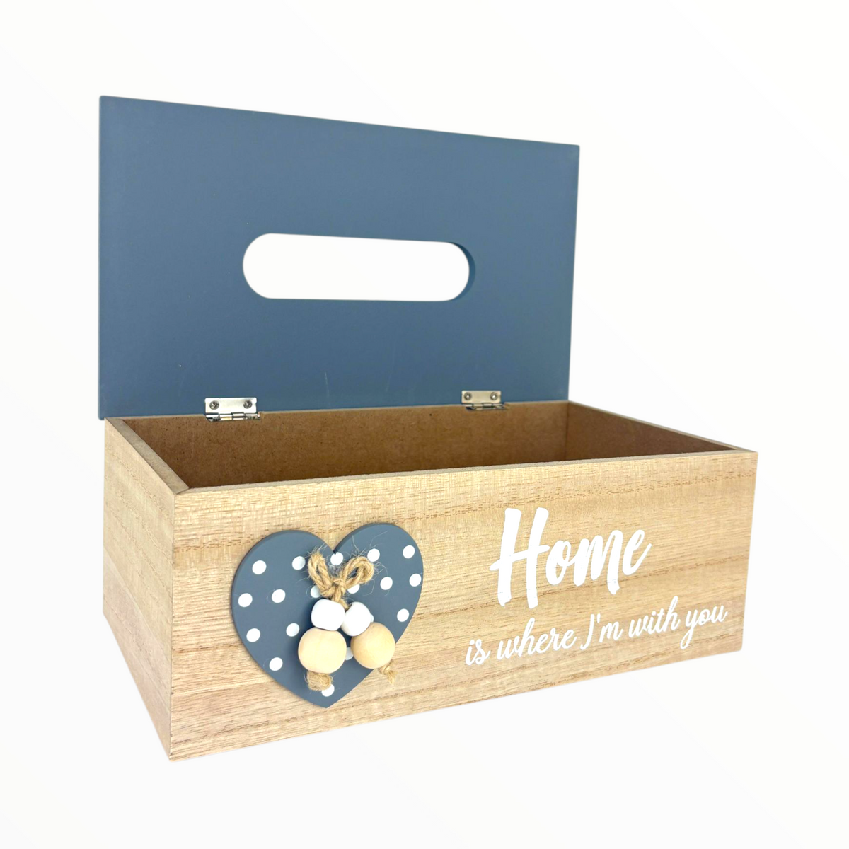 Modern Wooden Tissue Box Holder – “Home” Design with Golden Tree & Minimal Lines