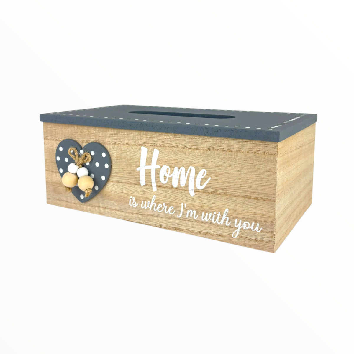 Modern Wooden Tissue Box Holder – “Home” Design with Golden Tree & Minimal Lines