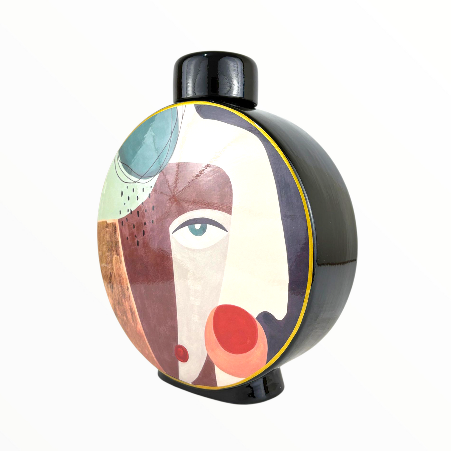 Round Abstract Face Decorative Jar – Modern Art Storage Canister