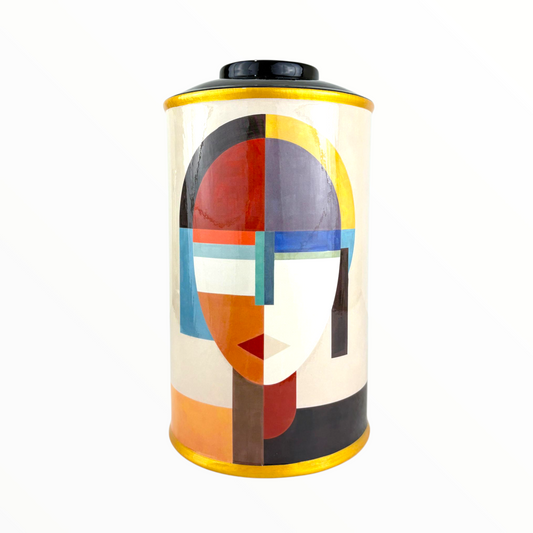 Modern Abstract Face Decorative Jar – Colorful Art Canister with Lid