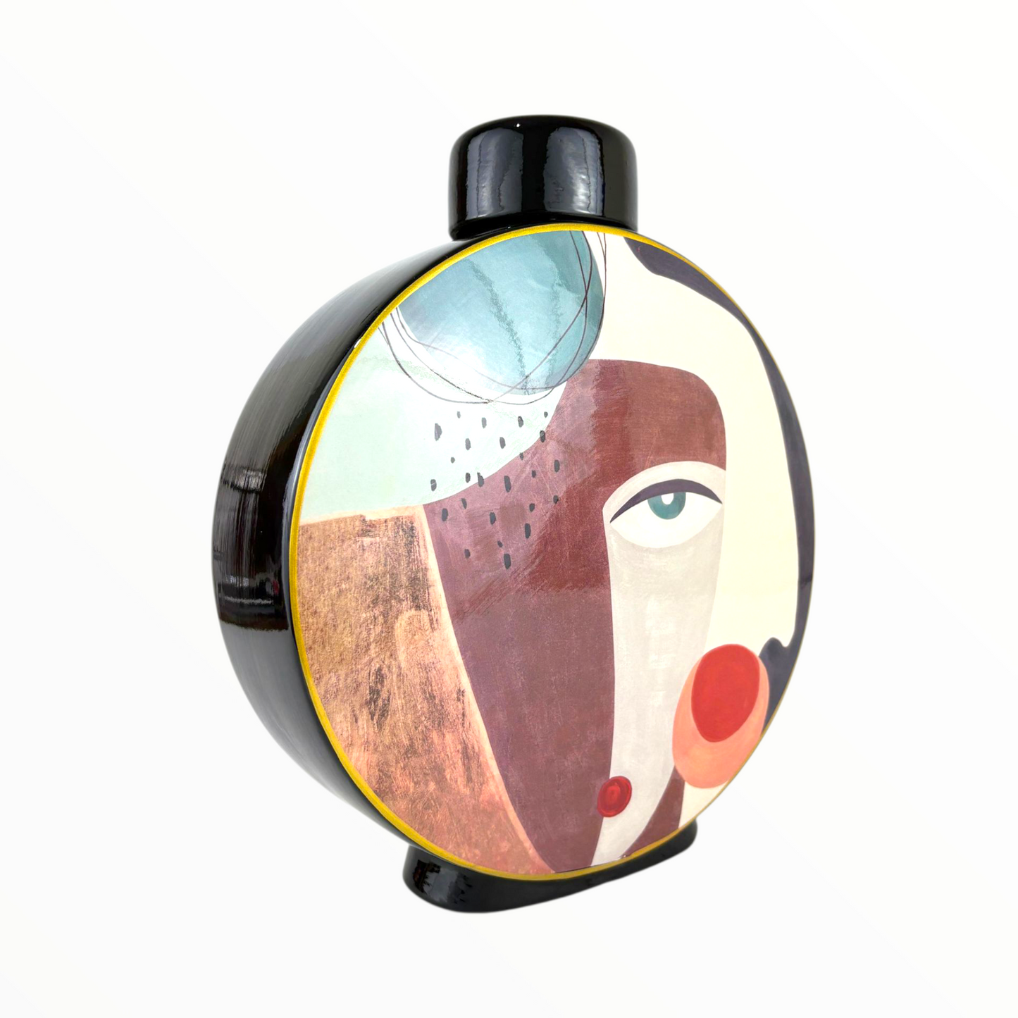 Round Abstract Face Decorative Jar – Modern Art Storage Canister