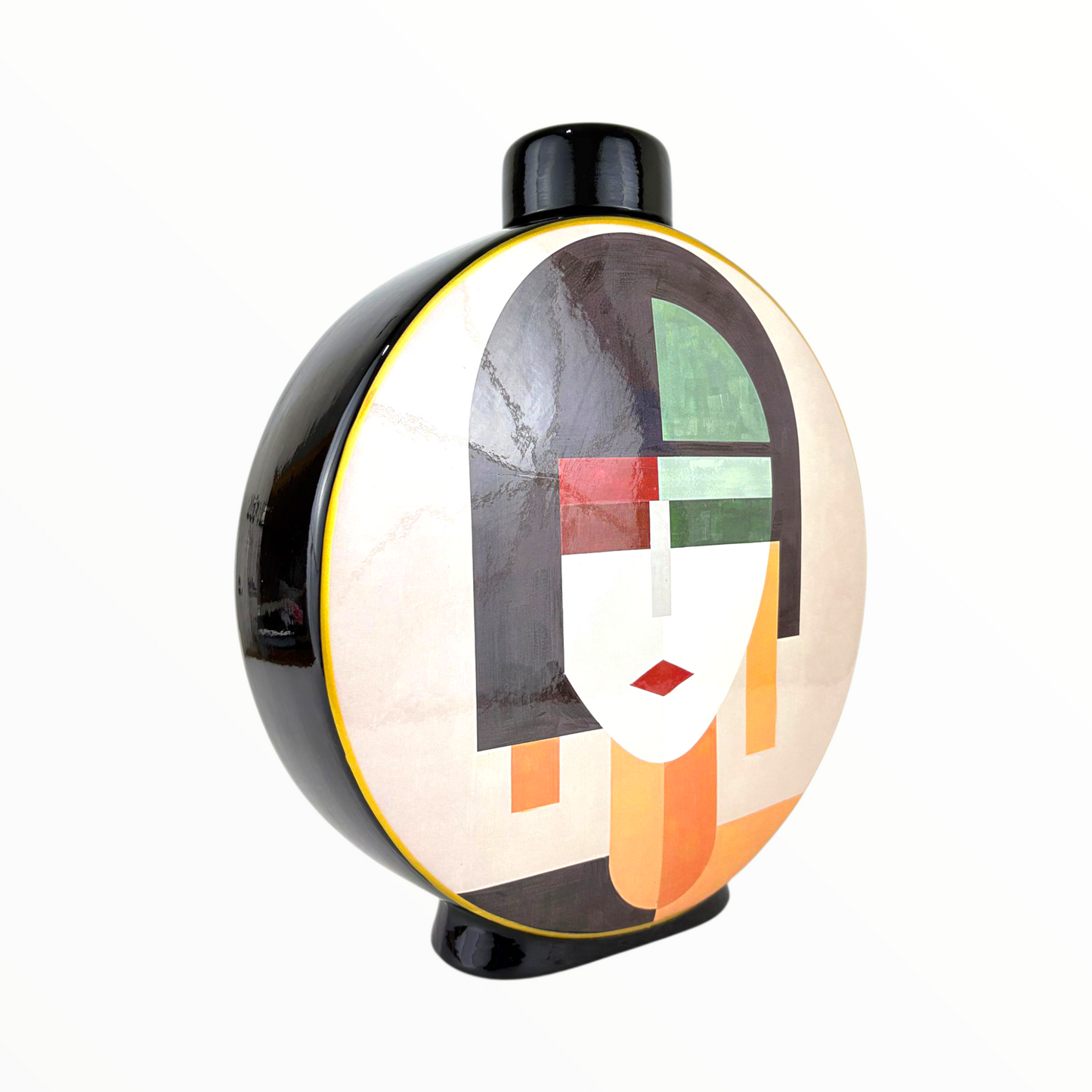 Modern Abstract Woman Decorative Jar – Round Art Vase with Black Lid