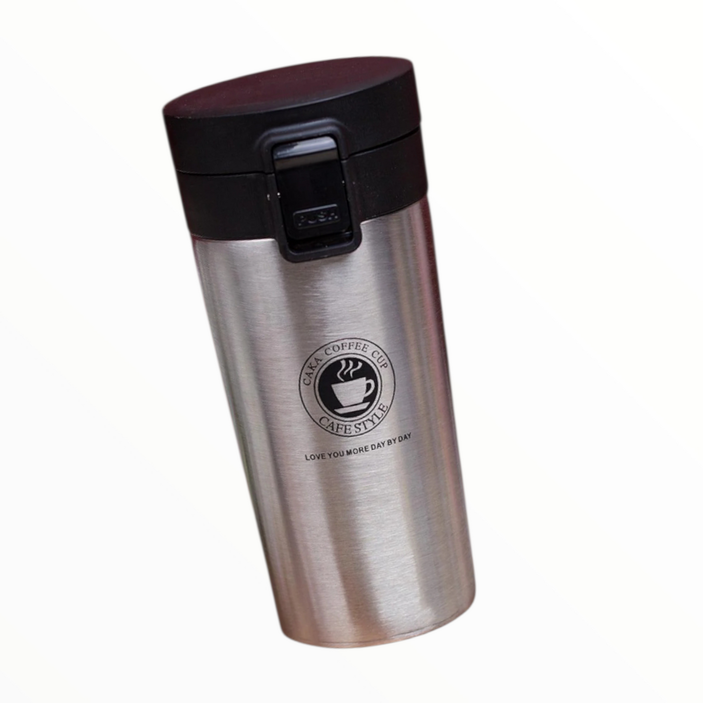 Gray Stainless Steel Insulated Travel Mug – Leak-Proof Coffee Tumbler with Locking Lid