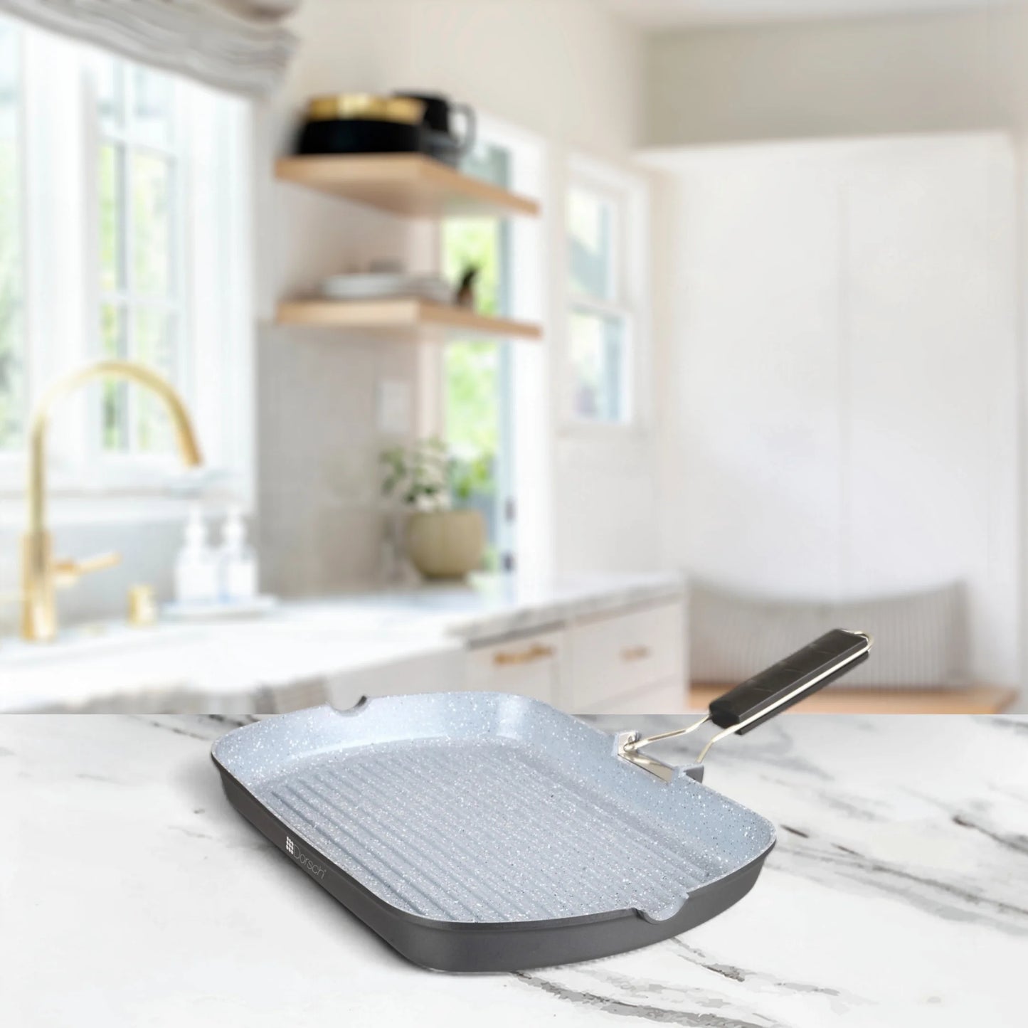 Dorsch Non-Stick Grill Pan with Foldable Handle - 34 Cm