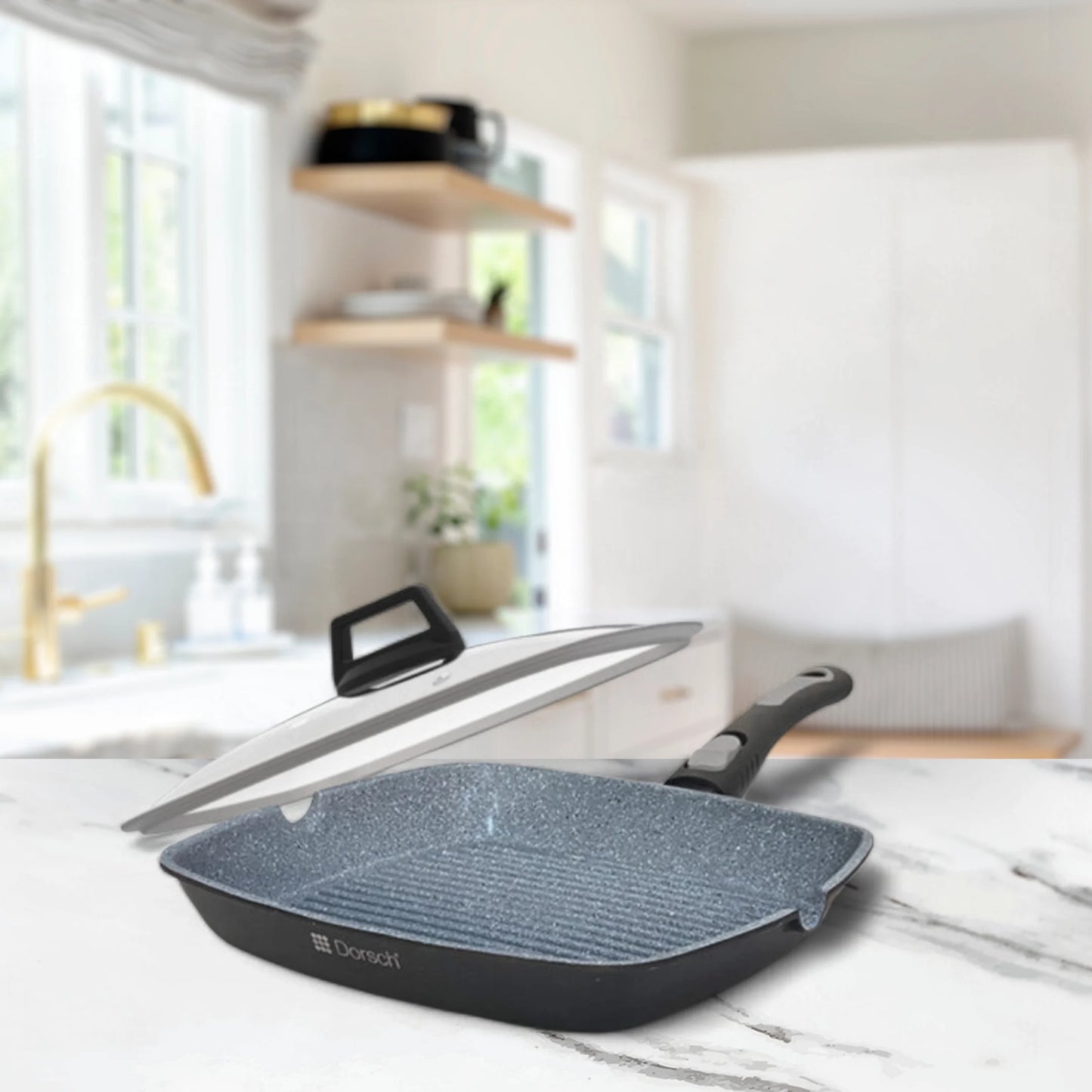 Dorsch Non-Stick Grill Pan with Lid - 28 Cm