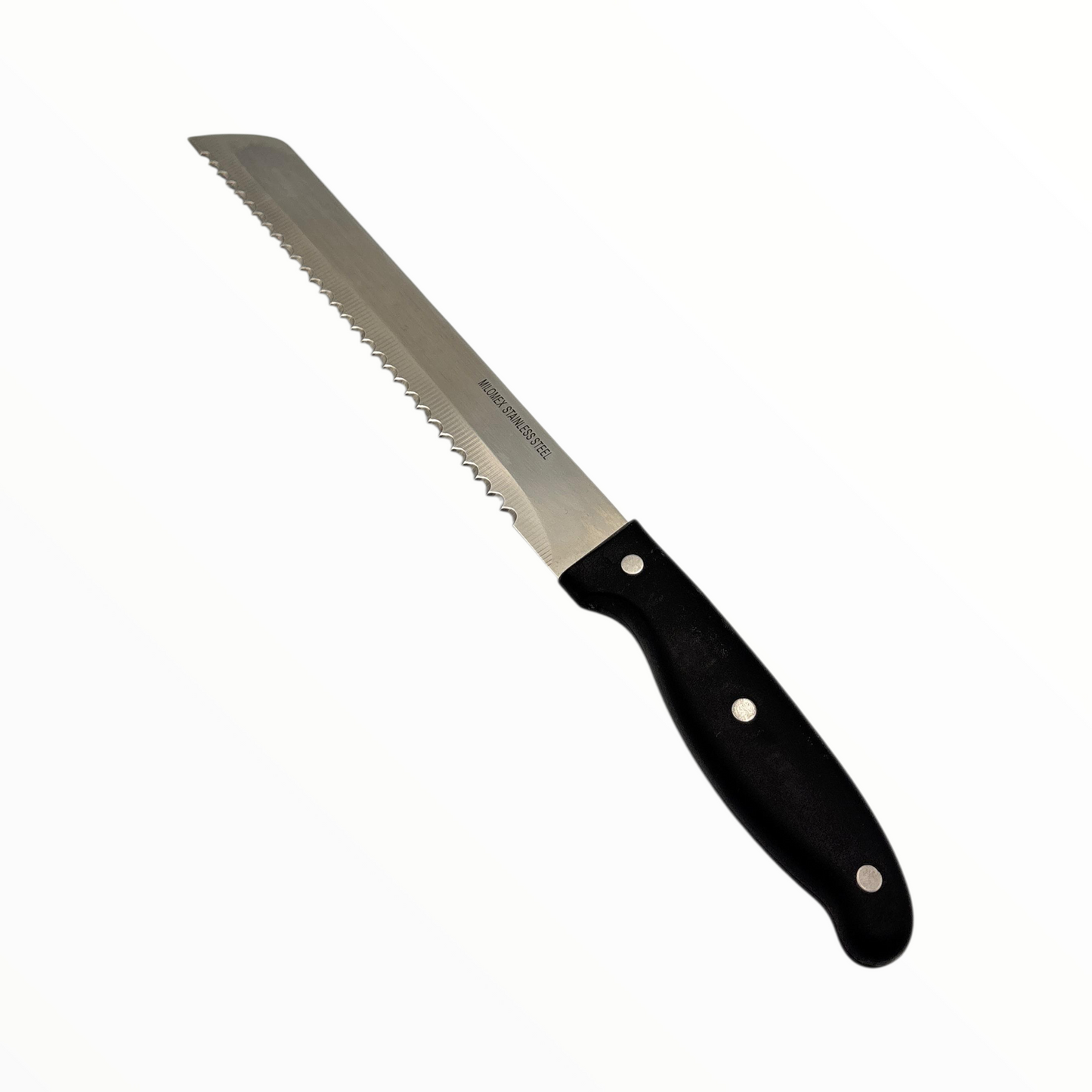 Serrated Bread Knife – Stainless Steel Kitchen Knife with Black Handle
