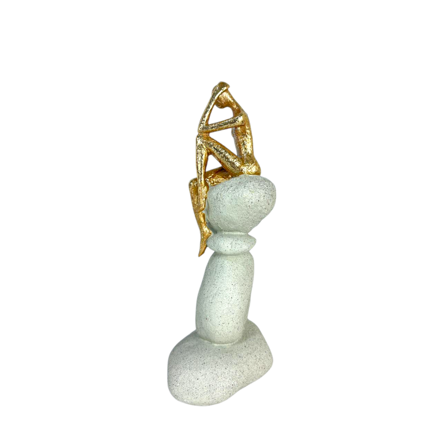 Golden Abstract Woman on Stone Base – Modern Minimalist Resin Sculpture for Home Décor
