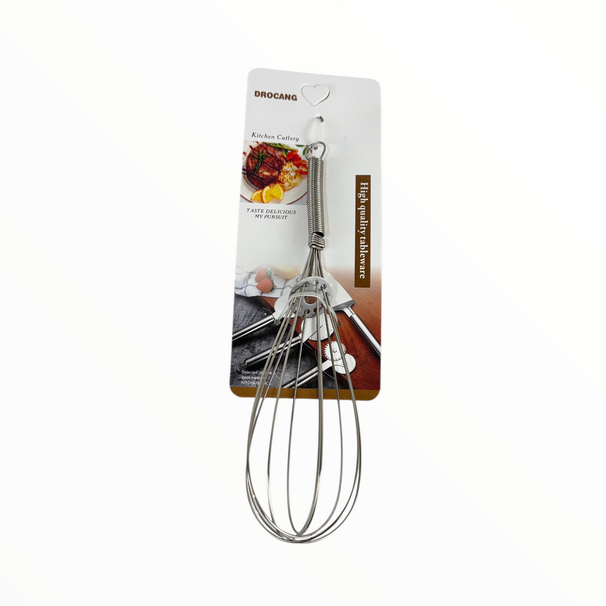 Stainless Steel Kitchen Whisk with Spring Handle – Hand Whisk for Baking & Cooking