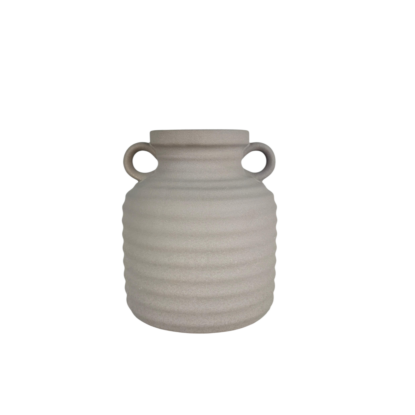 Ribbed Ceramic Vase with Handles – Modern Minimalist Decorative Vase