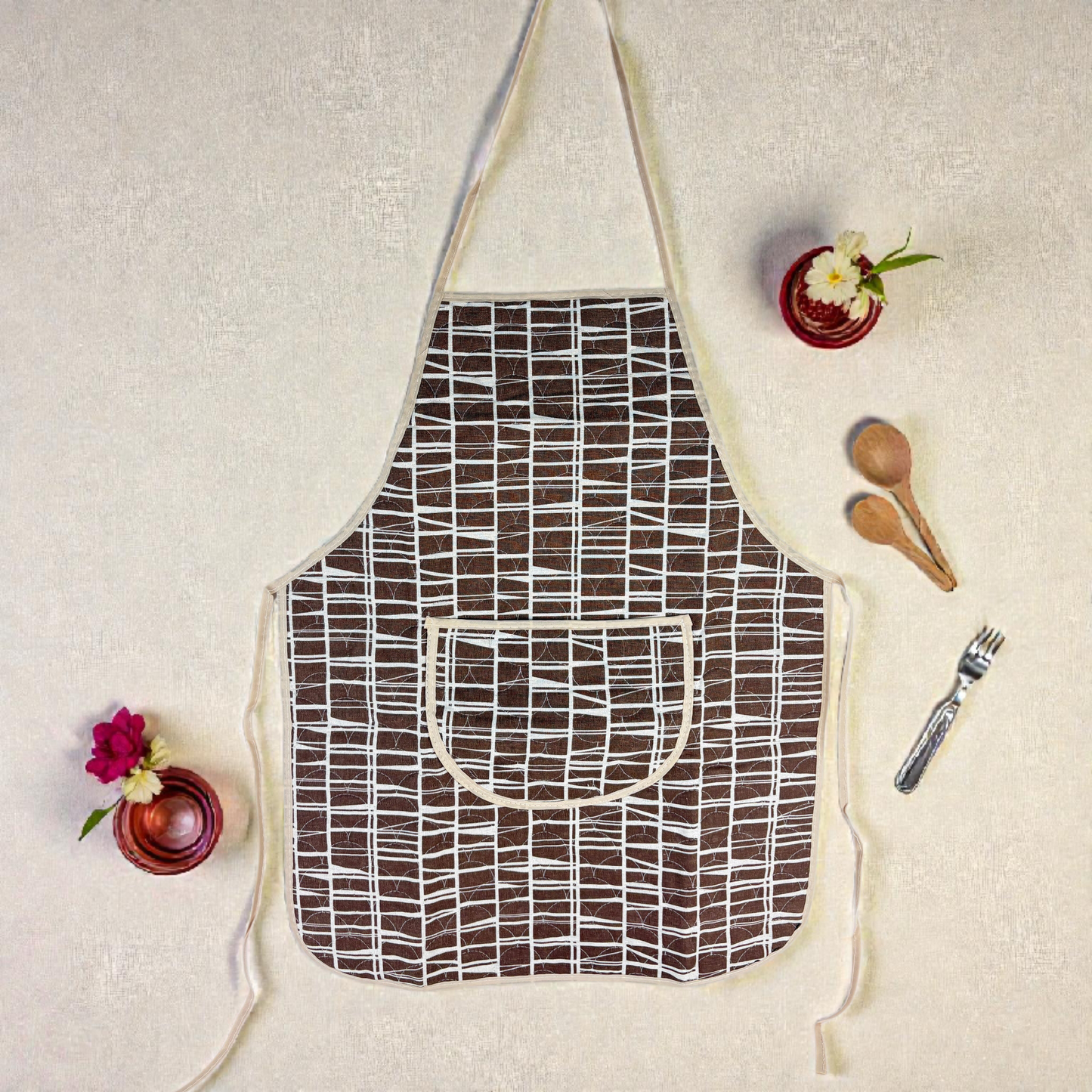 Cotton Kitchen Apron with Front Pocket – Adjustable Cooking & Baking Apron
