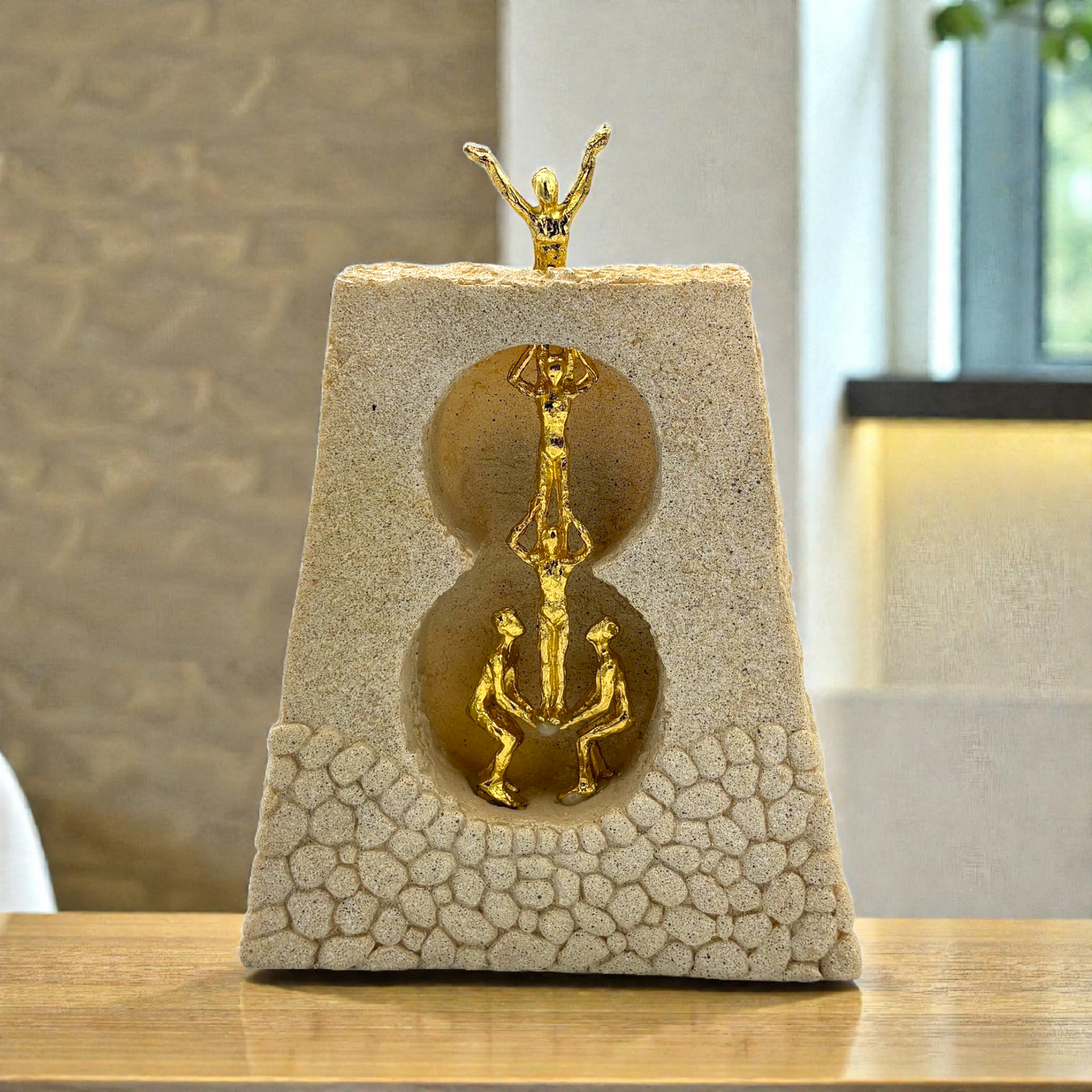 Gold Human Balance Sculpture – Symbolic Modern Art Décor