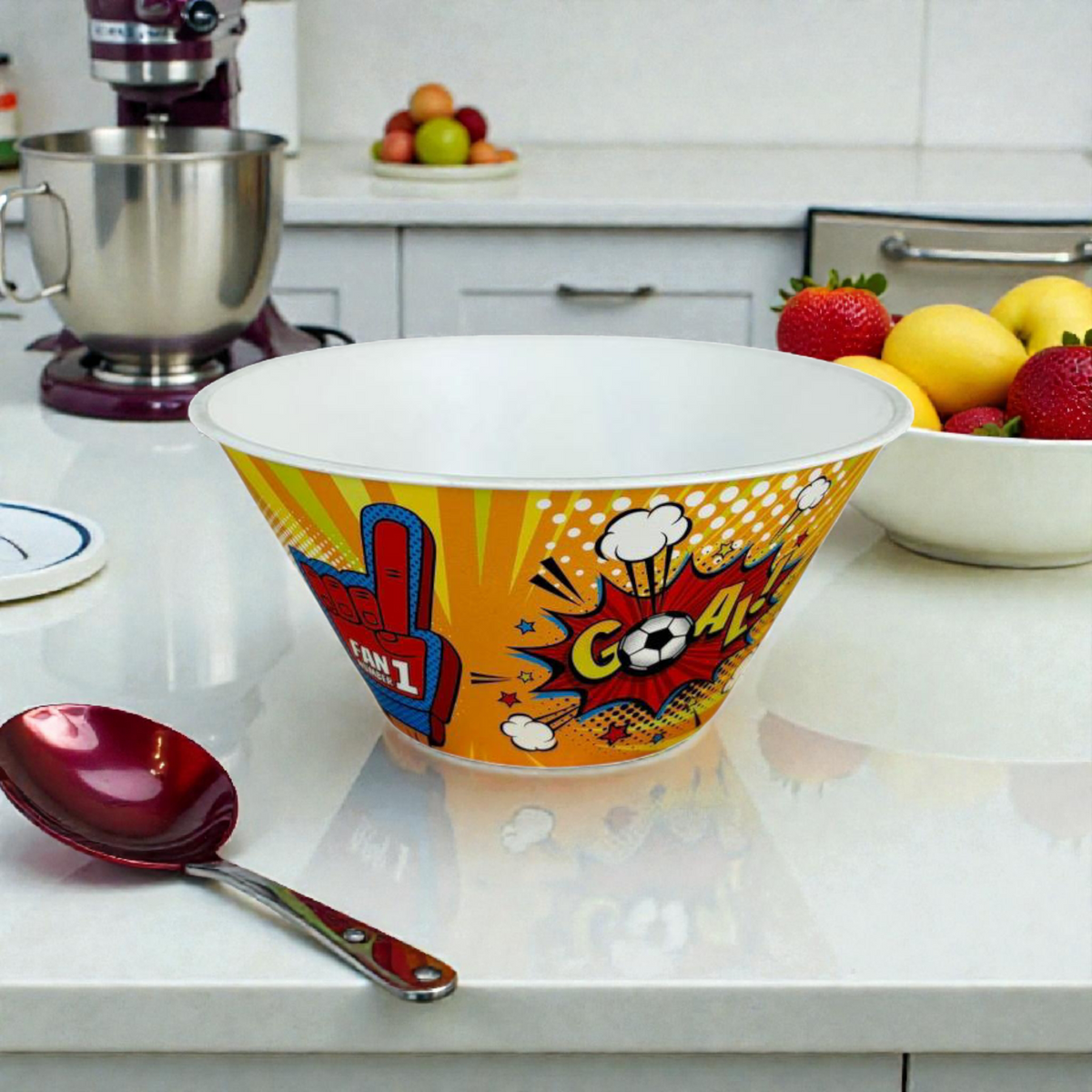 Football Fan Plastic Snack Bowl – Colorful Sports Party Serving Bowl