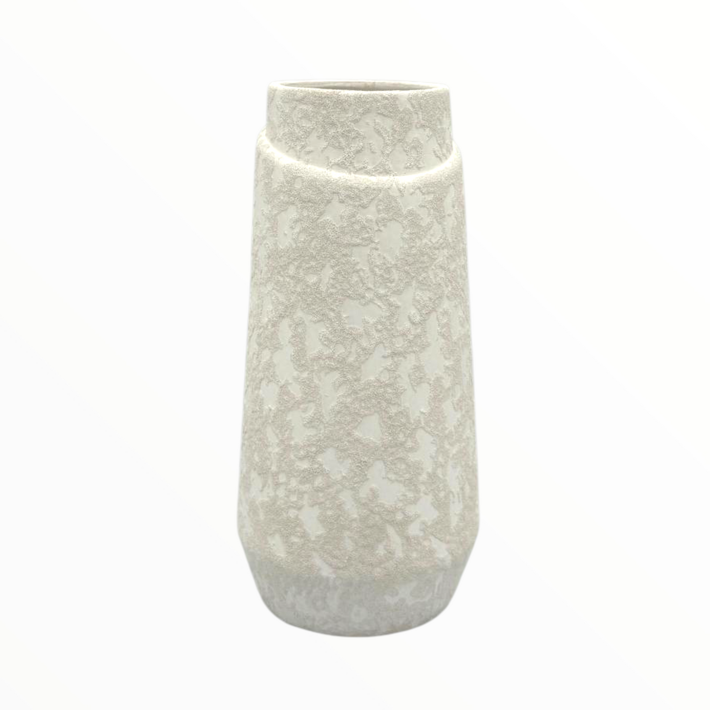 Big Textured Off-White Ceramic Vase – Modern Sculptural Home Décor